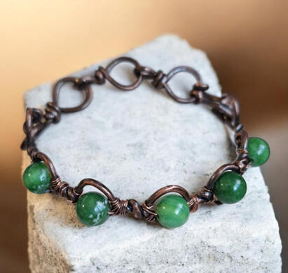 Handmade bracelet with green stones from the Road Talismans collection